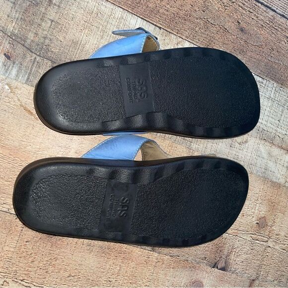 SAS Blue And Green Sanibel T-Strap Slide Leather Sandals. Size 11. - Picture 6 of 10